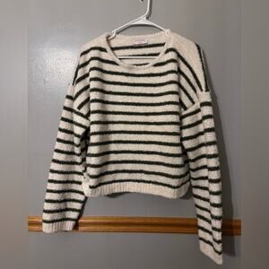 Buttermelon Striped Knit Sweater Boutique Green Striped Medium